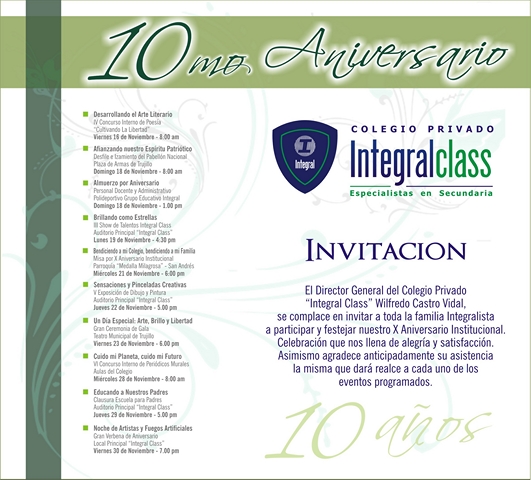 10MO ANIVERSARIO COLEGIO INTEGRAL CLASS 