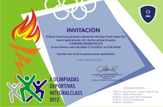 INVITACIÓN X OLIMPIADAS INTEGRALISTAS 2012